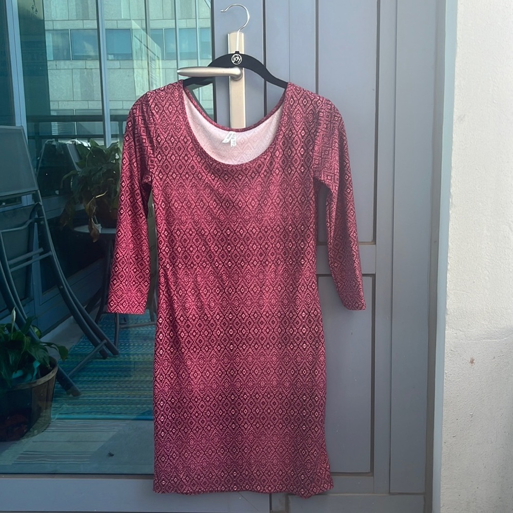 Long Sleeve Pink Pattern Dress